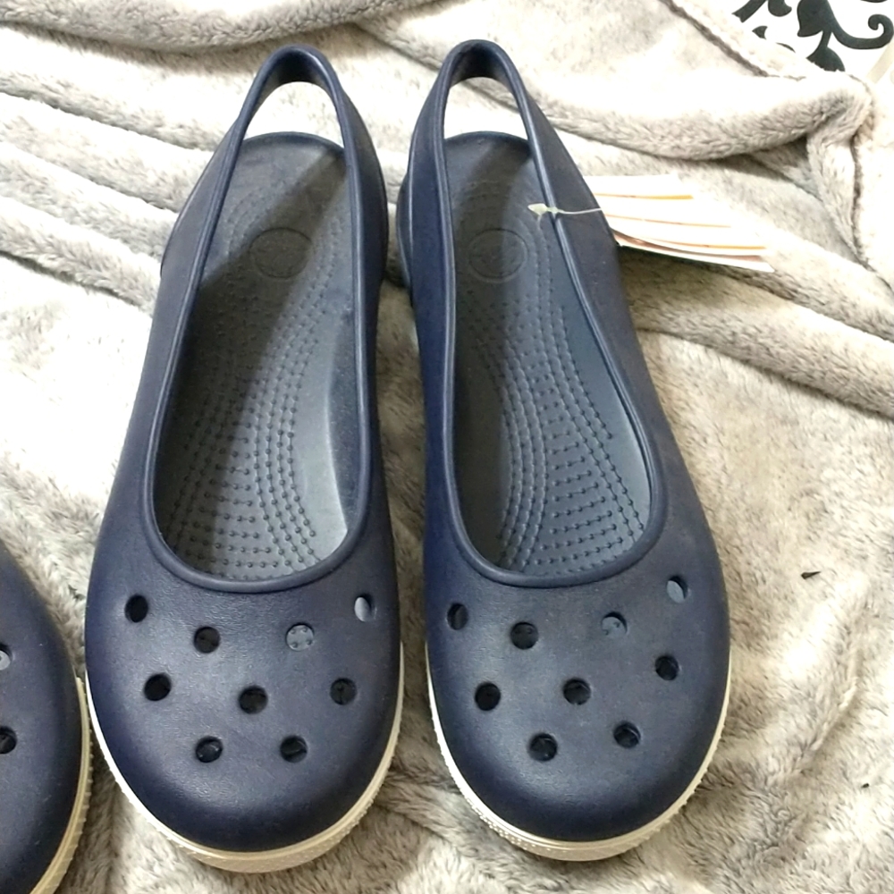 Croc sandal crocband airy slingback with nautical Navy white  SZ 11 NWT